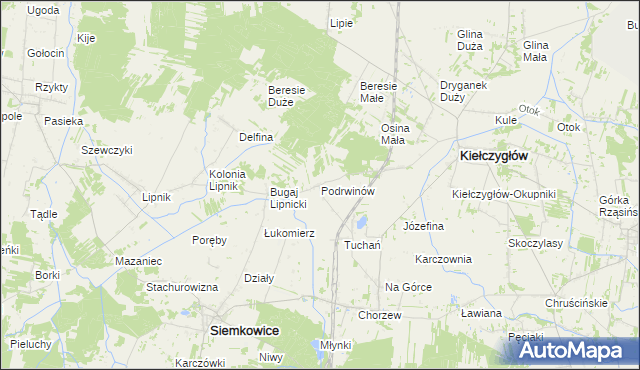 mapa Podrwinów, Podrwinów na mapie Targeo