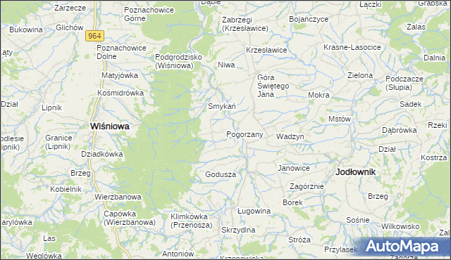 mapa Pogorzany, Pogorzany na mapie Targeo