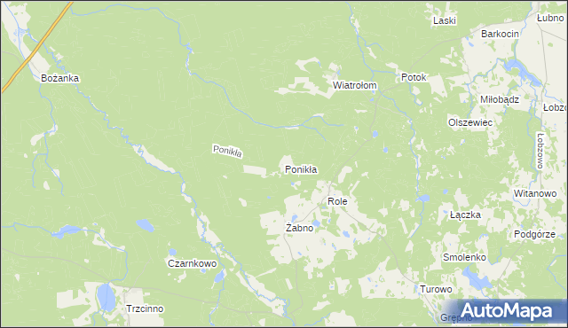 mapa Ponikła gmina Miastko, Ponikła gmina Miastko na mapie Targeo
