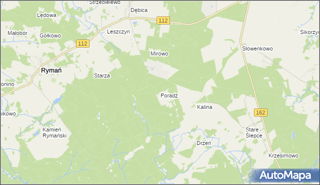 mapa Poradz gmina Sławoborze, Poradz gmina Sławoborze na mapie Targeo