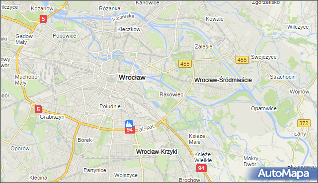 mapa Rakowiec gmina Wrocław, Rakowiec gmina Wrocław na mapie Targeo