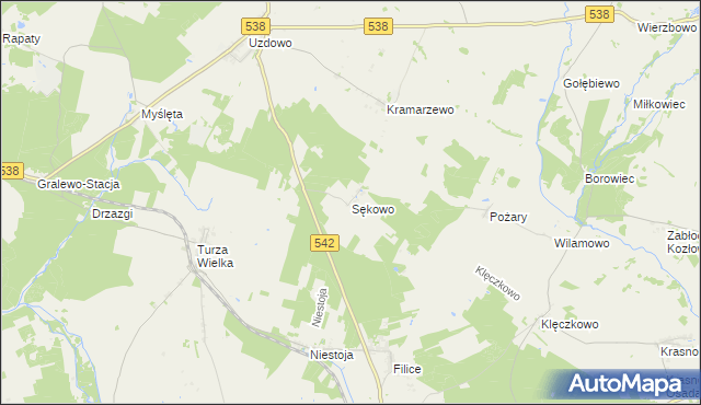mapa Sękowo gmina Działdowo, Sękowo gmina Działdowo na mapie Targeo