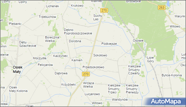 mapa Sokołowo gmina Koło, Sokołowo gmina Koło na mapie Targeo