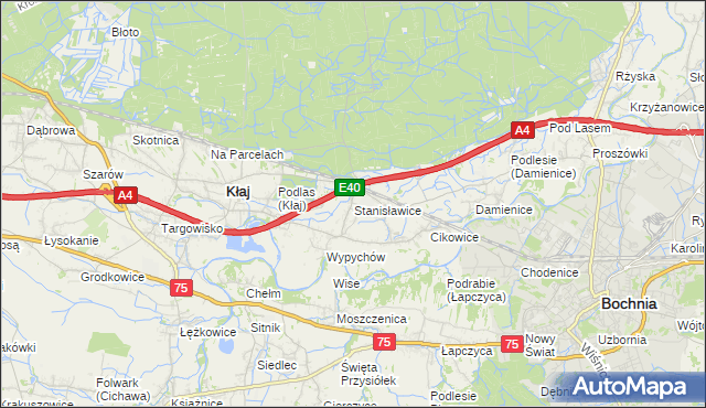 mapa Stanisławice gmina Bochnia, Stanisławice gmina Bochnia na mapie Targeo