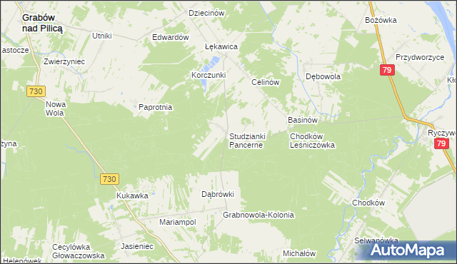 mapa Studzianki Pancerne, Studzianki Pancerne na mapie Targeo