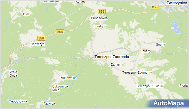 mapa Tereszpol-Zaorenda, Tereszpol-Zaorenda na mapie Targeo