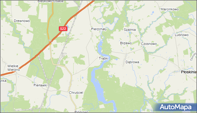 mapa Trąbki gmina Płoskinia, Trąbki gmina Płoskinia na mapie Targeo