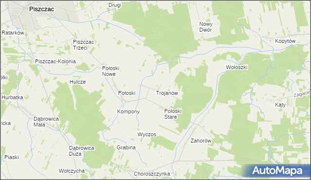 mapa Trojanów gmina Piszczac, Trojanów gmina Piszczac na mapie Targeo