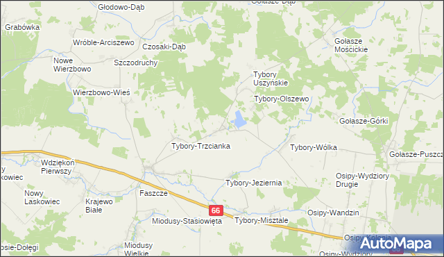 mapa Tybory-Kamianka, Tybory-Kamianka na mapie Targeo