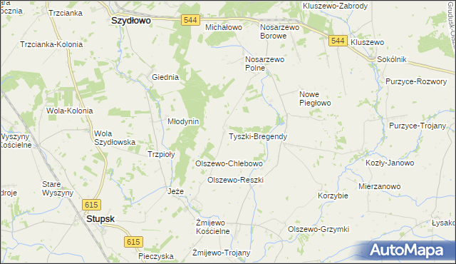 mapa Tyszki-Bregendy, Tyszki-Bregendy na mapie Targeo