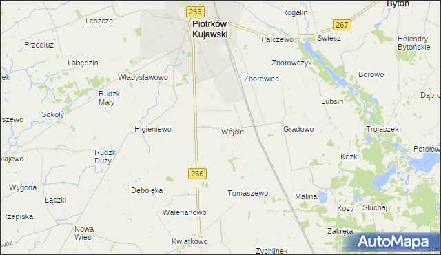 mapa Wójcin gmina Piotrków Kujawski, Wójcin gmina Piotrków Kujawski na mapie Targeo