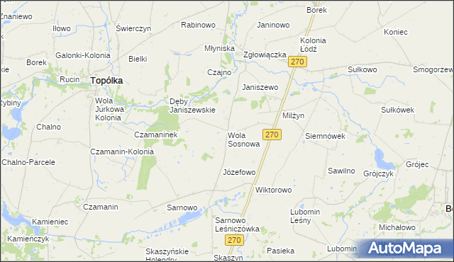 mapa Wola Sosnowa, Wola Sosnowa na mapie Targeo