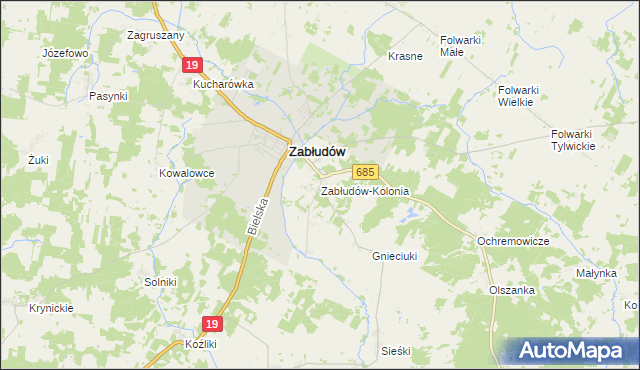 mapa Zabłudów-Kolonia, Zabłudów-Kolonia na mapie Targeo