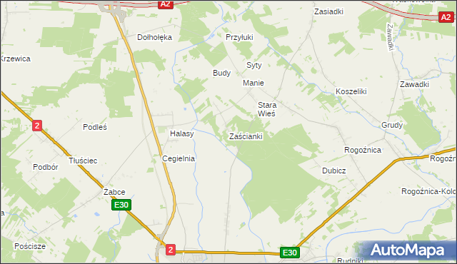 mapa Zaścianki gmina Międzyrzec Podlaski, Zaścianki gmina Międzyrzec Podlaski na mapie Targeo