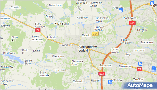 mapa Aleksandrów Łódzki, Aleksandrów Łódzki na mapie Targeo