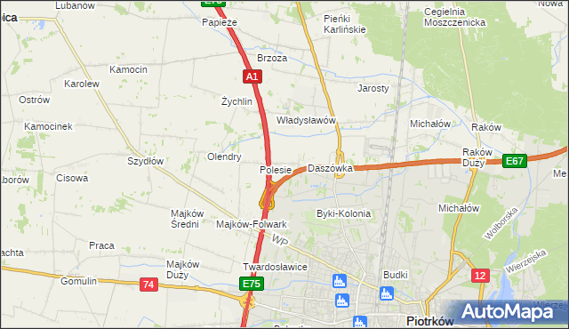 mapa Bąkowiec gmina Grabica, Bąkowiec gmina Grabica na mapie Targeo