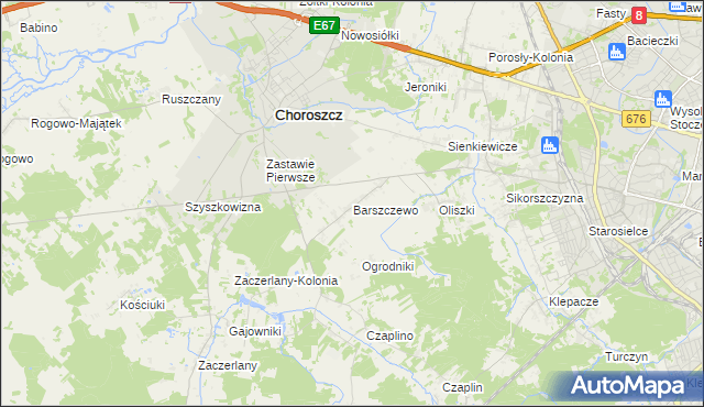 mapa Barszczewo gmina Choroszcz, Barszczewo gmina Choroszcz na mapie Targeo