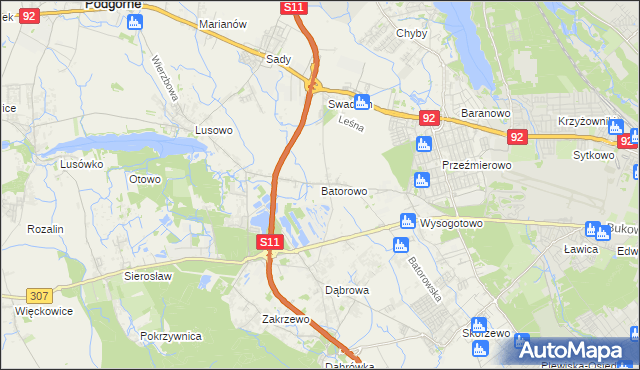 mapa Batorowo gmina Tarnowo Podgórne, Batorowo gmina Tarnowo Podgórne na mapie Targeo