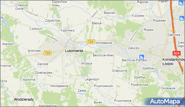 mapa Bechcice-Wieś, Bechcice-Wieś na mapie Targeo