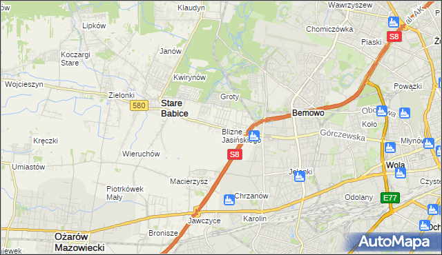 mapa Blizne Jasińskiego, Blizne Jasińskiego na mapie Targeo