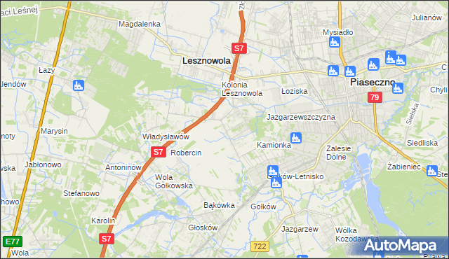 mapa Bobrowiec gmina Piaseczno, Bobrowiec gmina Piaseczno na mapie Targeo