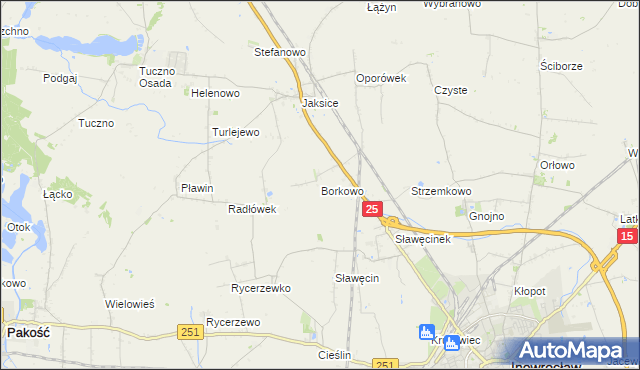 mapa Borkowo gmina Inowrocław, Borkowo gmina Inowrocław na mapie Targeo