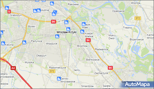 mapa Brochów gmina Wrocław, Brochów gmina Wrocław na mapie Targeo