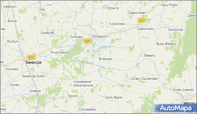 mapa Brodowo gmina Świercze, Brodowo gmina Świercze na mapie Targeo