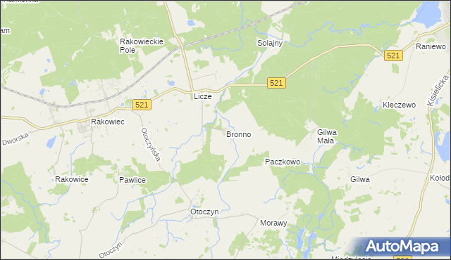 mapa Bronno gmina Kwidzyn, Bronno gmina Kwidzyn na mapie Targeo