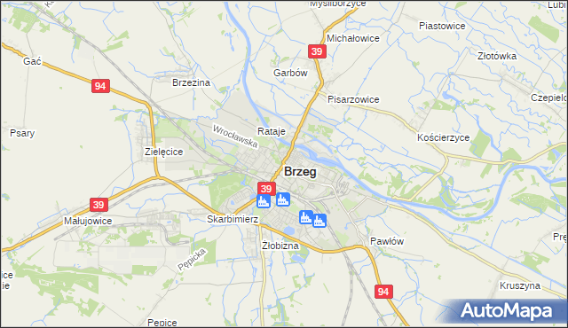 mapa Brzeg, Brzeg na mapie Targeo