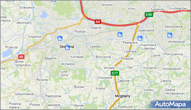 mapa Brzyczyna, Brzyczyna na mapie Targeo