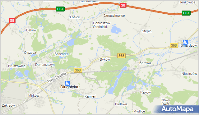 mapa Byków, Byków na mapie Targeo