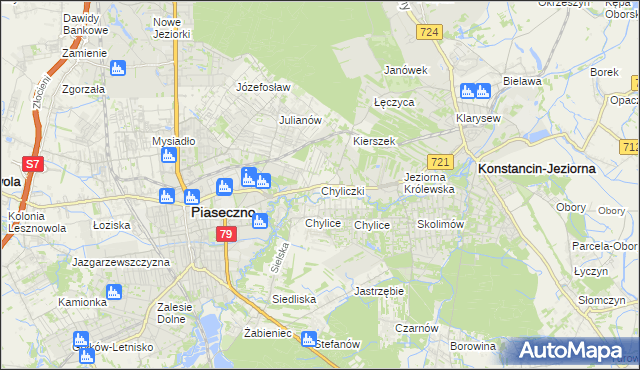 mapa Chyliczki gmina Piaseczno, Chyliczki gmina Piaseczno na mapie Targeo