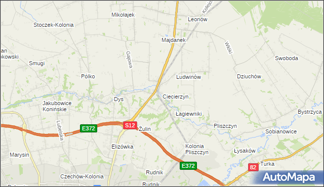 mapa Ciecierzyn gmina Niemce, Ciecierzyn gmina Niemce na mapie Targeo