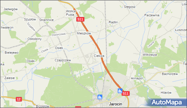 mapa Cielcza, Cielcza na mapie Targeo