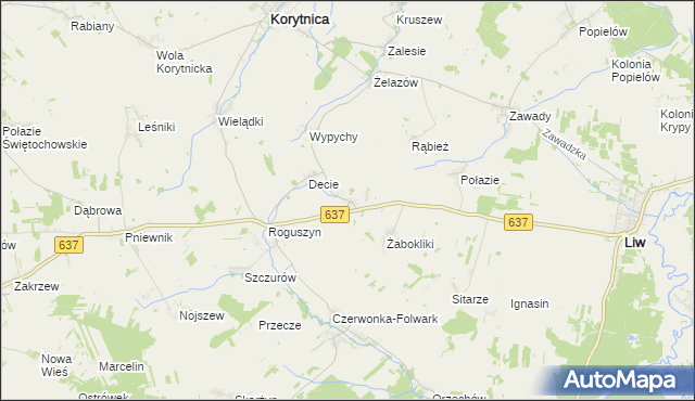 mapa Czaple gmina Korytnica, Czaple gmina Korytnica na mapie Targeo