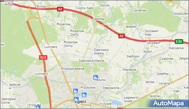 mapa Dąbrówka-Sowice, Dąbrówka-Sowice na mapie Targeo
