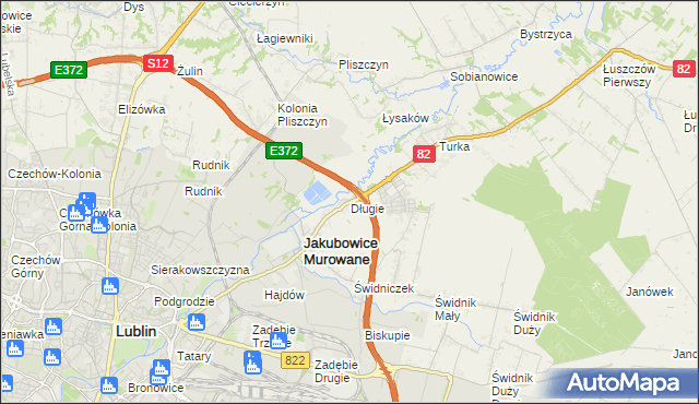 mapa Długie gmina Wólka, Długie gmina Wólka na mapie Targeo