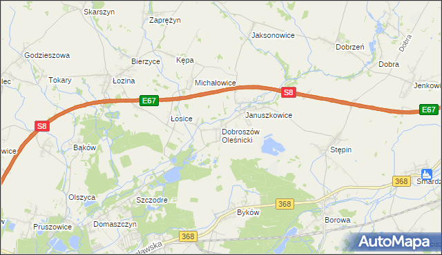 mapa Dobroszów Oleśnicki, Dobroszów Oleśnicki na mapie Targeo