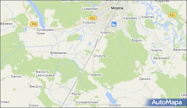 mapa Drużyna, Drużyna na mapie Targeo