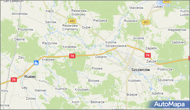 mapa Dzbanki, Dzbanki na mapie Targeo