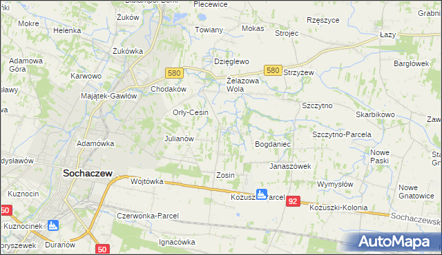 mapa Feliksów gmina Sochaczew, Feliksów gmina Sochaczew na mapie Targeo