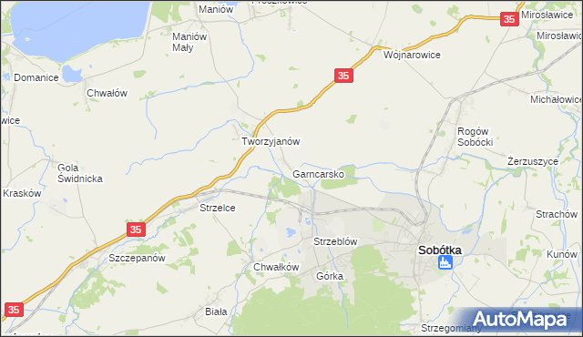 mapa Garncarsko gmina Sobótka, Garncarsko gmina Sobótka na mapie Targeo