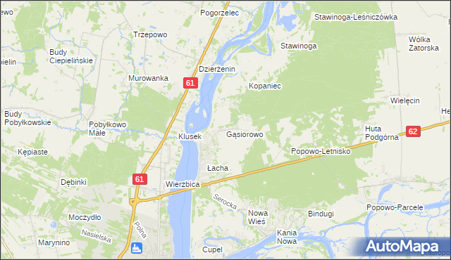 mapa Gąsiorowo gmina Serock, Gąsiorowo gmina Serock na mapie Targeo