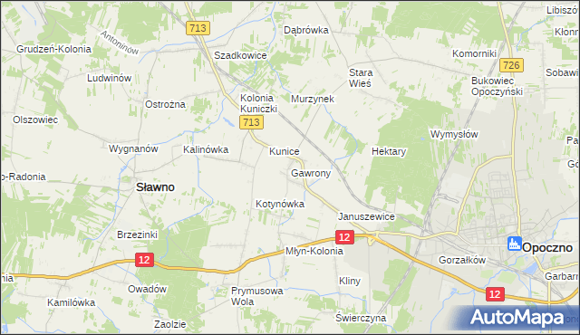 mapa Gawrony gmina Sławno, Gawrony gmina Sławno na mapie Targeo