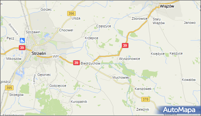 mapa Głęboka gmina Strzelin, Głęboka gmina Strzelin na mapie Targeo