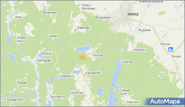 mapa Głuche gmina Osiek, Głuche gmina Osiek na mapie Targeo