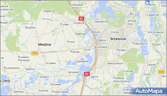 mapa Góra gmina Miedźna, Góra gmina Miedźna na mapie Targeo