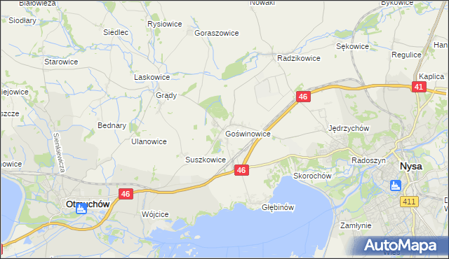 mapa Goświnowice, Goświnowice na mapie Targeo