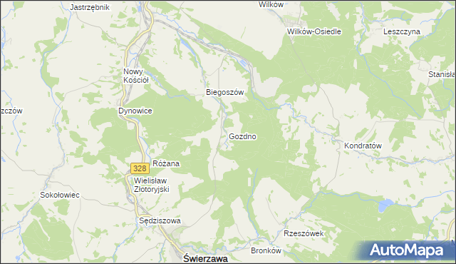 mapa Gozdno, Gozdno na mapie Targeo